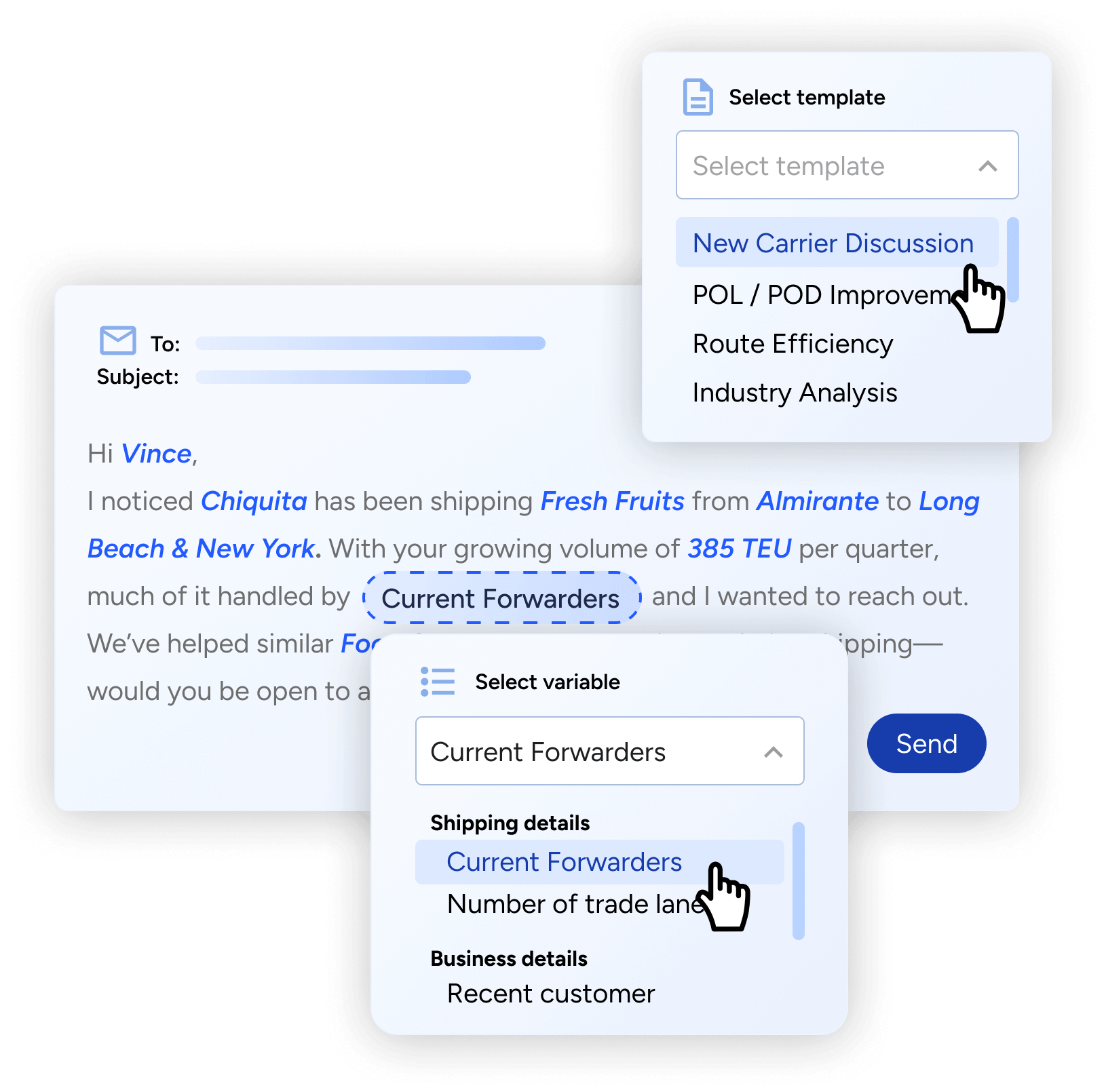 Email template builder interface
